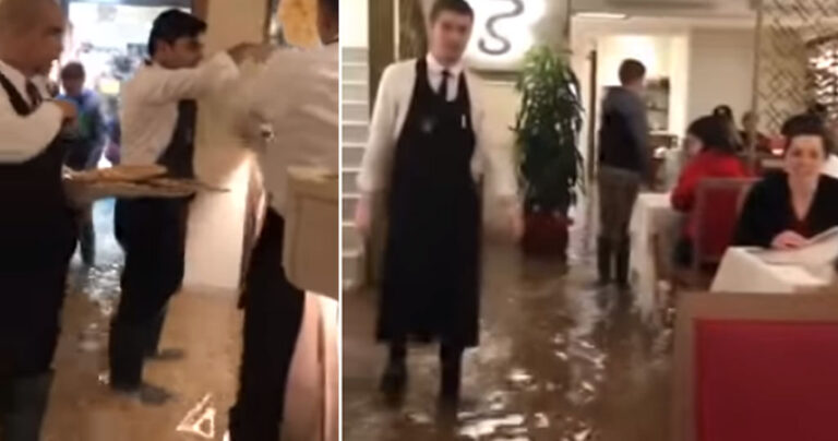 Η Βενετία πλημμύρισε αλλά οι πιτσαρίες σερβίρουν φορώντας αυτοσχέδιες γαλότσες