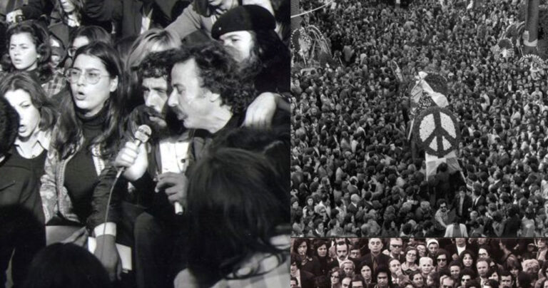 Πολυτεχνείο 1974: Φαραντούρη, Καλογιάννης και Ξυλούρης τραγουδούν μαζί με το πλήθος