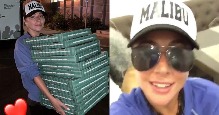 H Lady Gaga πήγε πίτσες και καφέδες σε κέντρα εκκένωσης στη Καλιφόρνια