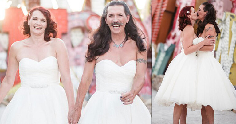 Γαμπρός αντί για κουστούμι φόρεσε το ίδιο νυφικό με την γυναίκα του στον γάμο τους