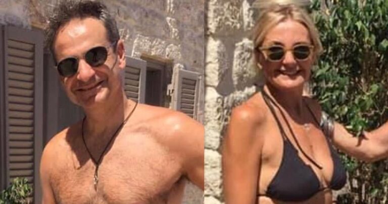 Κυριάκος Μητσοτάκης και Μαρέβα με κορμιά λαμπάδα