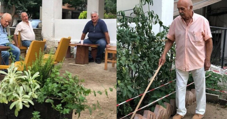 Συνταξιούχοι μετέτρεψαν σε υπαίθριο καφενείο εγκαταλειμμένο οικόπεδο του ελληνικού δημοσίου