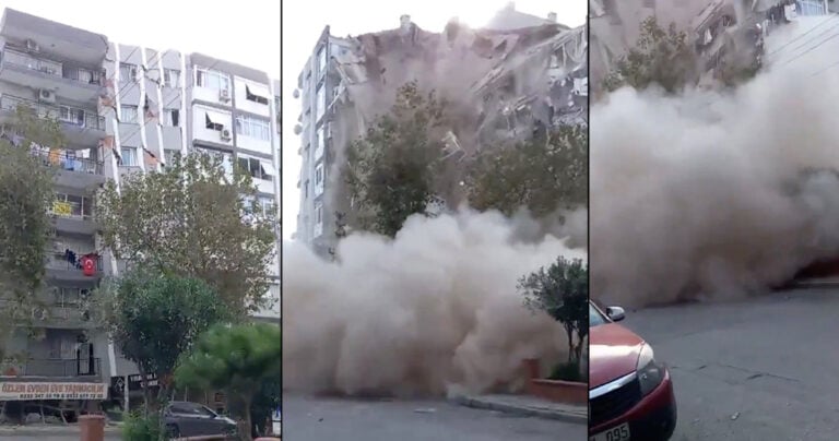 Βίντεο-σοκ από την στιγμή κατάρρευσης κτηρίου στην Σμύρνη