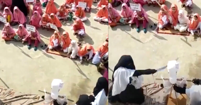 Πακιστάν: Δάσκαλοι δείχνουν στα παιδιά πώς να αποκεφαλίσουν τον Μακρόν με σπαθί