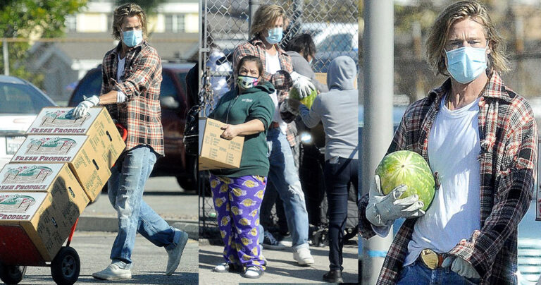 Ο Μπραντ Πιτ κουβάλησε και μετέφερε τρόφιμα για οικογένειες που έχουν ανάγκη