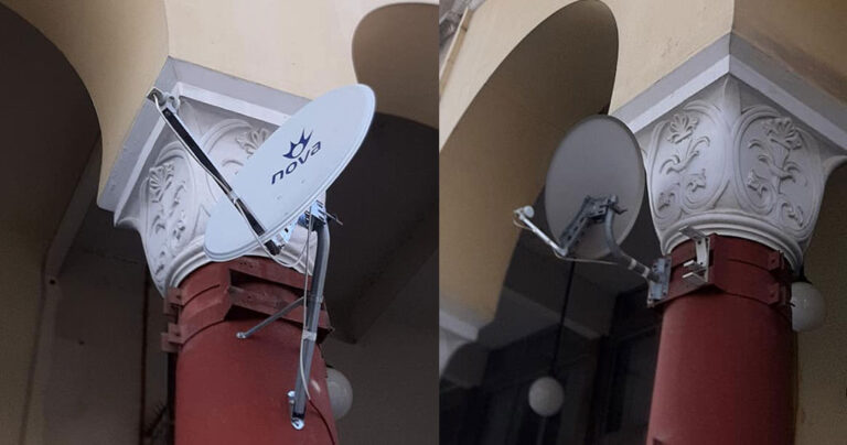 Θεσσαλονίκη: Έβαλαν δορυφορική κεραία σε κολόνα διατηρητέου κτιρίου στην Αριστοτέλους