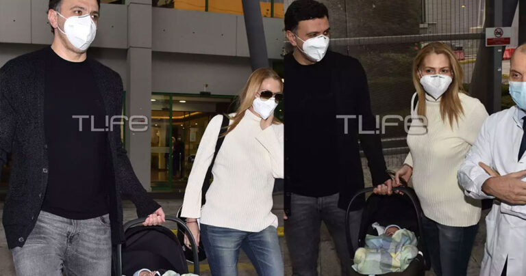 Tζένη Μπαλατσινού: Εξιτήριο από το μαιευτήριο με το μωρό – Στο πλευρό της ο Βασίλης Κικίλιας