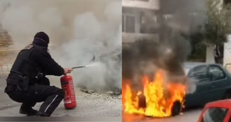 Γλυφάδα: Αστυνομικός έσβησε με πυροσβεστήρα φωτιά σε ΙΧ που επέβαιναν ηλικιωμένη με παιδί