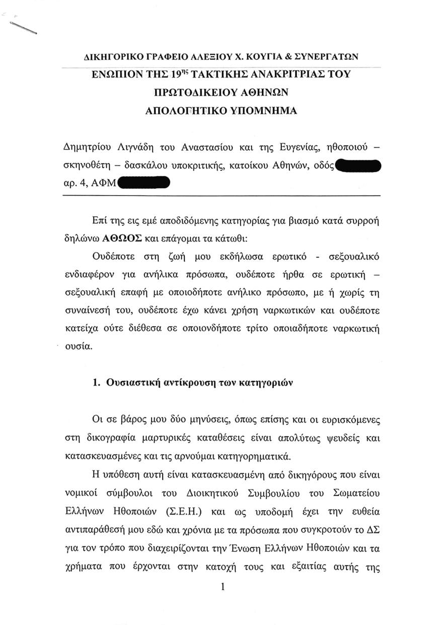 «Αθώος» δηλώνει ο Λιγνάδης - Κάνει λόγο για «κατασκευασμένες» μηνύσεις 1 LIGNADIS-1