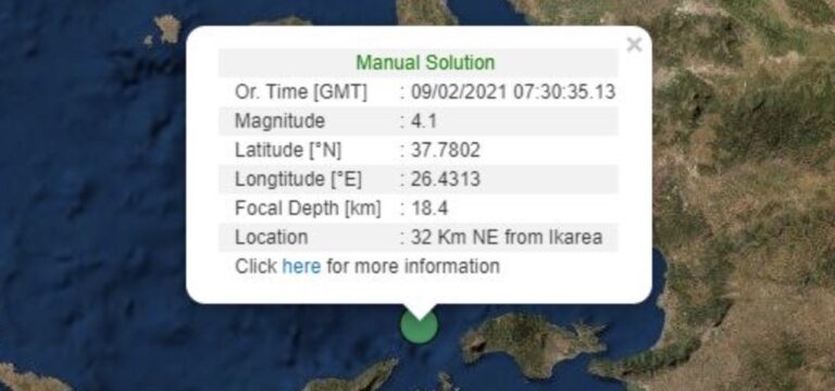 Σεισμός 4,1 Ρίχτερ στην Ικαρία