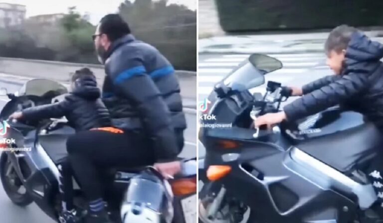 Πατέρας έβαλε το παιδί του να οδηγήσει μηχανή – Τέρμα τα γκάζια και χωρίς κράνη