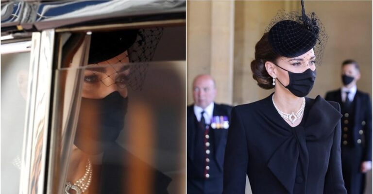 Επιβλητική με δάκρυα στα μάτια η Κέιτ Μίντλετον: Το βασιλικό dress code με μαύρο φόρεμα, καπέλο και πέρλες