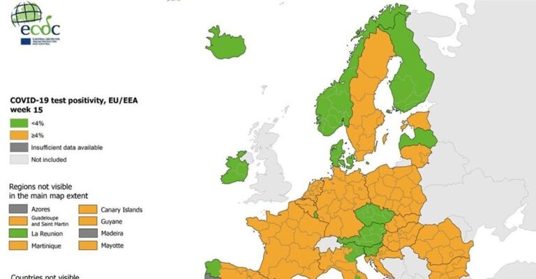 Χάρτης ECDC: Ξανά στο «πράσινο» η Ελλάδα στον δείκτη θετικότητας με κάτω από 4% – Πρωτιά στα τεστ