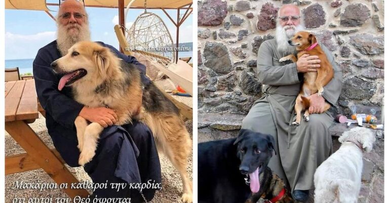 Λέσβος: Γνωρίστε το φιλόζωο ιερέα που λατρεύει και φροντίζει τα ζώα – Υπέροχες εικόνες