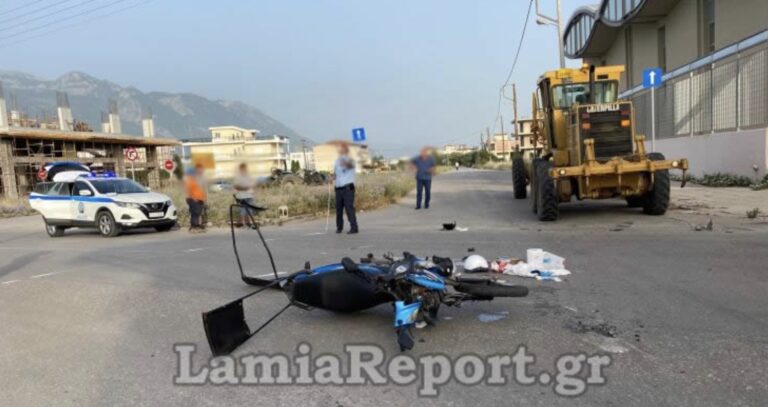 Λαμία: Nτελιβεράς τράκαρε με γκρέιντερ