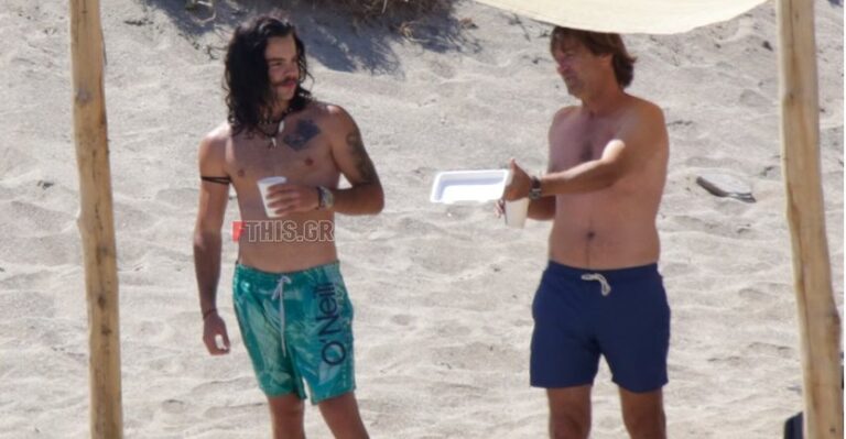 Ο Άγγελος Λάτσιος και ο Μάκης Παντζόπουλος για μπάνιο στην Άνδρο