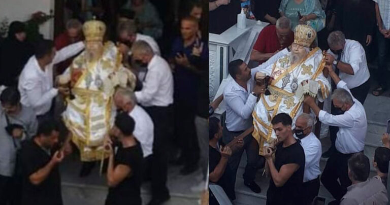 Λάρισα: Καθιστός κηδεύτηκε ο μητροπολίτης Αθανάσιος χωρίς φέρετρο