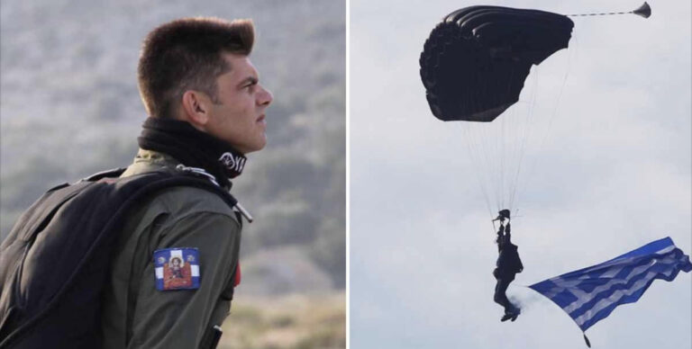 Αυτός είναι ο αλεξιπτωτιστής που βούτηξε από τον ουρανό για να παραδώσει την Ελληνική σημαία