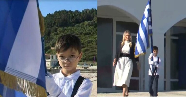 Ο 9χρονος Τάσος παρέλασε μόνος του στο βορειοδυτικότερο άκρο της Ελλάδας στο Μαθράκι