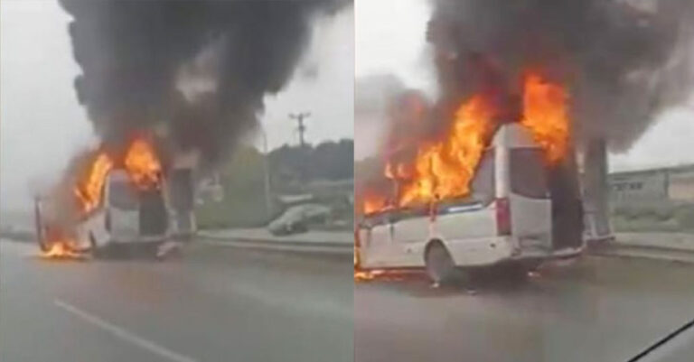 Φωτιά σε λεωφορείο με προσκυνητές στο Άγιο Όρος