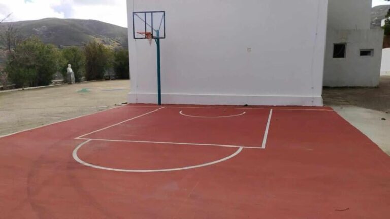 Eπική τοποθέτηση μπασκέτας σε Δημοτικό σχολείο της Νάξου