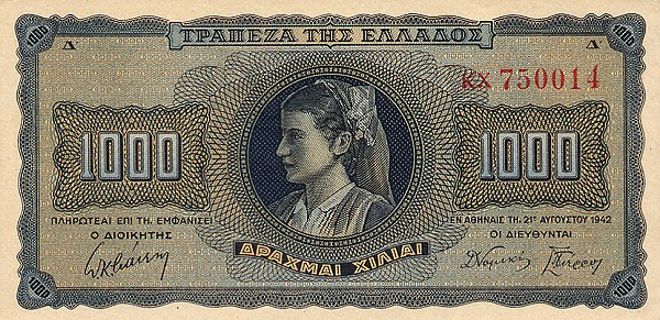 greecep118 1000drachmai 1942 f