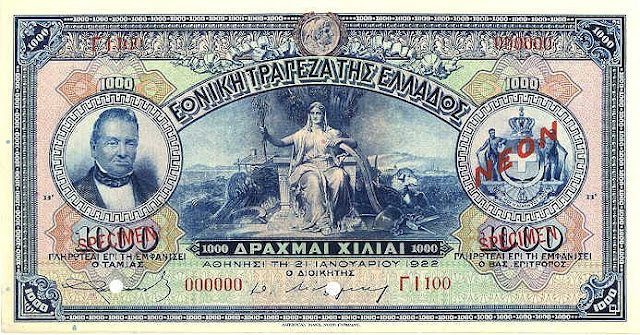 greecep69s 1000drachmai 1922 donatedarchintl98 f