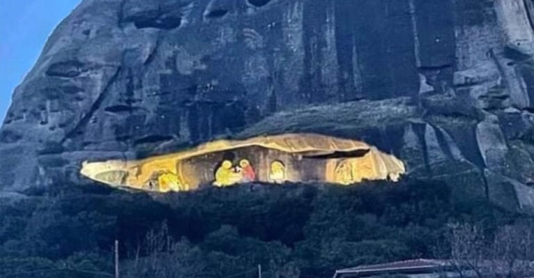 «Το μάτι του Θεού» – Η φάτνη σε σπηλιά των Μετεώρων που προκαλεί δέος