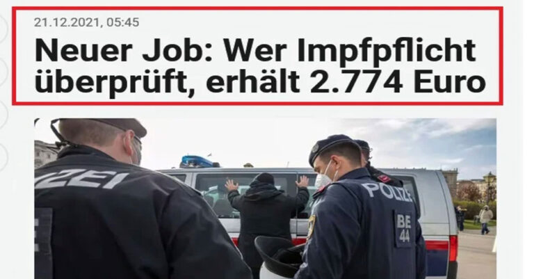 Στην Αυστρία προσλαμβάνονται με 2.774 ευρώ «κυνηγοί» ανεμβολίαστων
