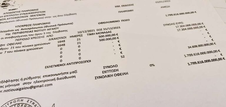 Αυτόχθονες Ιθαγενείς: Βεβαίωσαν πρόστιμο 1,8 τρισ. ευρώ στον Περιφερειάρχη Νοτίου Αιγαίου