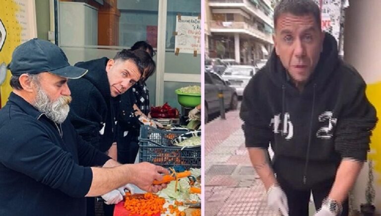 Γιώργος Μαζωνάκης: Σήμερα Τσικνοπέμπτη μαγείρεψε για τους αστέγους μαζί με την ομάδα «Ο άλλος άνθρωπος»
