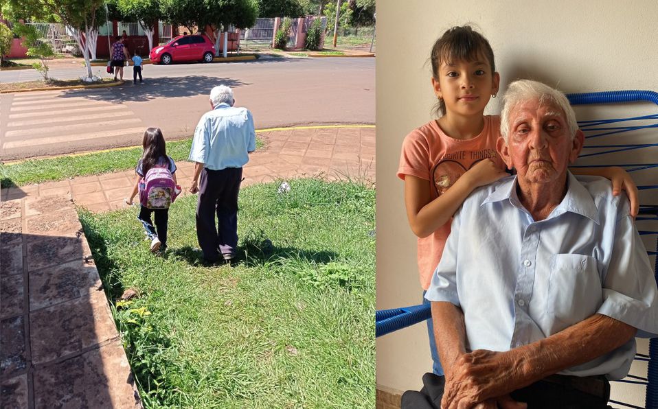 abuelito anos disfruta acompanar bisnieta