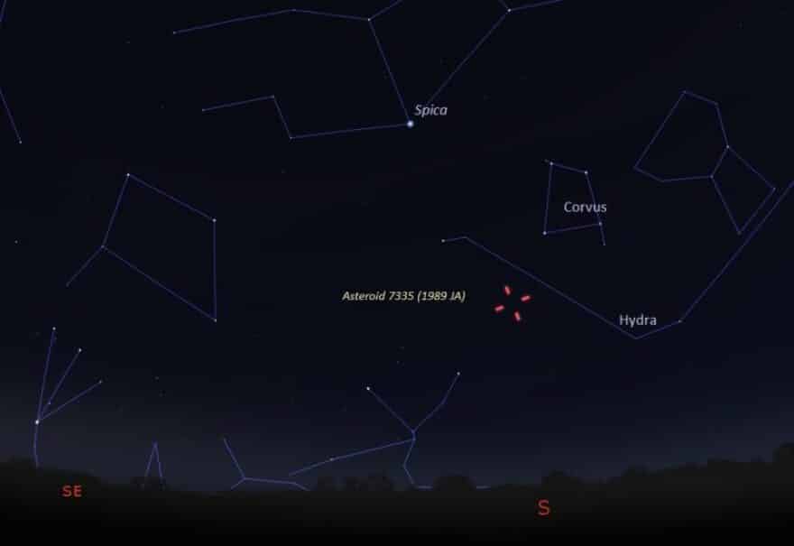 location of asteroid 7335 on may 25 2022 at 945pm ct or 1045pm et 800x550 1