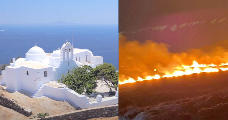 Φωτιά στην Πάρο: Σώθηκε το μοναστήρι του Αγίου Αντωνίου, ενώθηκαν δύο μέτωπα