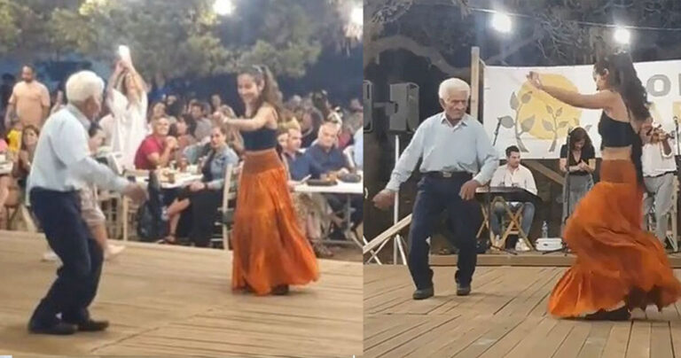 Παππούς 89 ετών χορεύει με την εγγονή του στη Σχοινούσα και τρελαίνει το διαδίκτυο