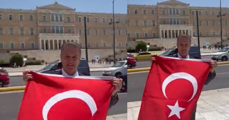 Τούρκος πολιτικός άνοιξε ανενόχλητος την τουρκική σημαία μπροστά στην Βουλή