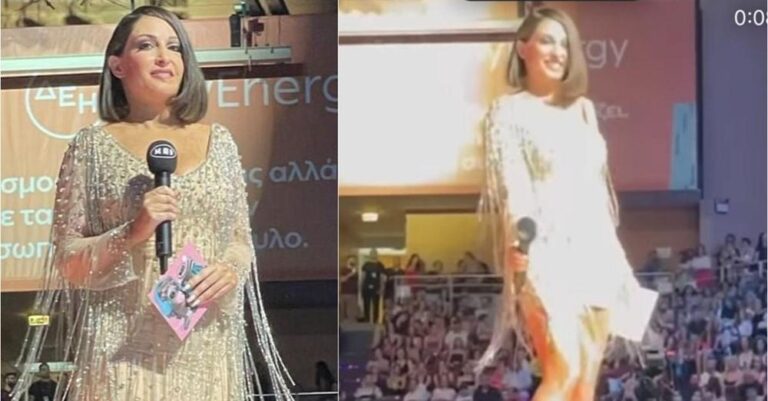 Έκλεψε τις εντυπώσεις με μίνι φόρεμα με swarovski και κρόσια η Ιωάννα Παλιοσπύρου που τόνιζε τα καλλίγραμμα πόδια της