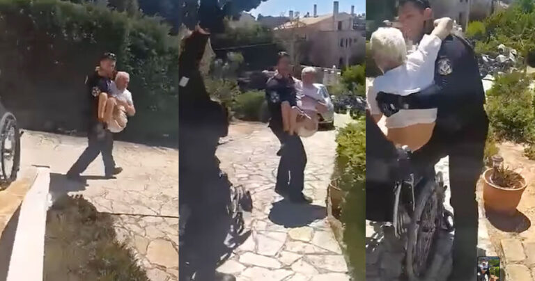 Aστυνομικοί σώζουν ηλικιωμένο με κινητικά προβλήματα πριν φτάσουν οι φλόγες στο σπίτι του