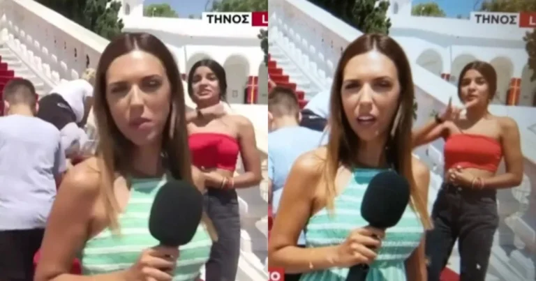 Απαpάδεκτn κίνηση μπροστά στην Παναγία της Τήνου: Νεαρή έκανε το σήμα των Γκρίζων Λύκων στον «αέρα» του ΣΚΑΪ