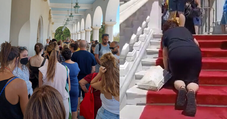 Θαύματα στη Μεγαλόχαρη! Παναγία Τήνου 7/8/2022: Χιλιάδες στα γόνατα φτάνουν στην Εκκλησία