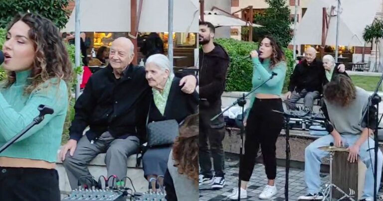 Ο έρωτας χρόνια δεν κοιτά: Hλικιωμένο ζευγάρι απολαμβάνει αγκαλιά το τραγούδι μουσικών στη Θεσσαλονίκη