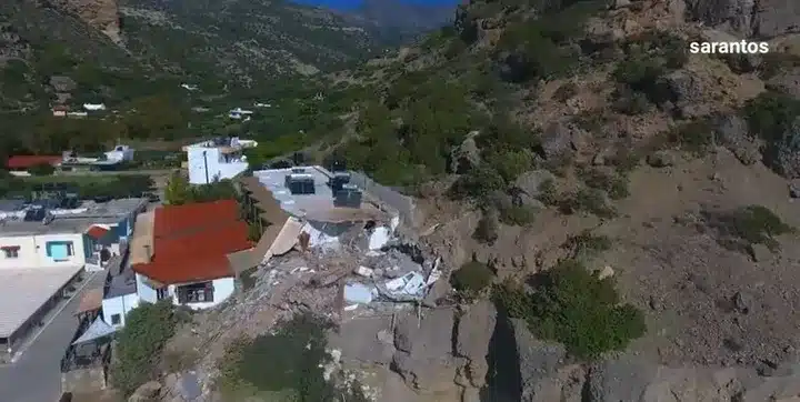 Ιεράπετρα: Η κατολίσθηση του τεράστιου βράχου από βίντεo drone
