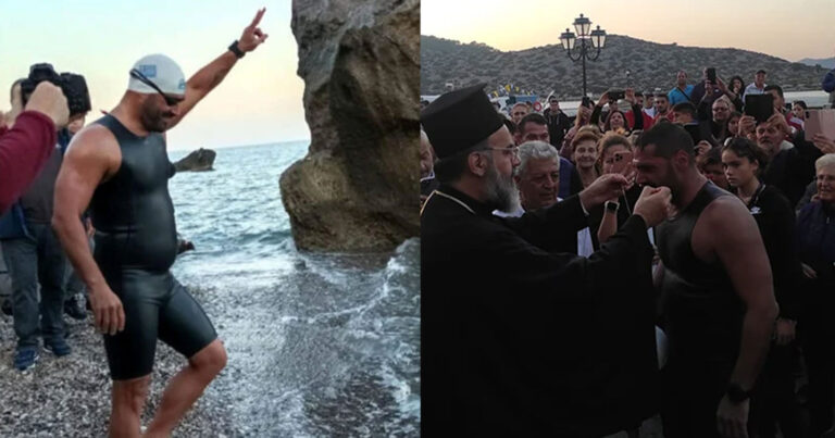 Εκπλήρωσε το τάμα του ο Παραολυμπιονίκης Χαράλαμπος Ταϊγανίδης: Κολύμπησε από τη Ρόδο ως τη Σύμη