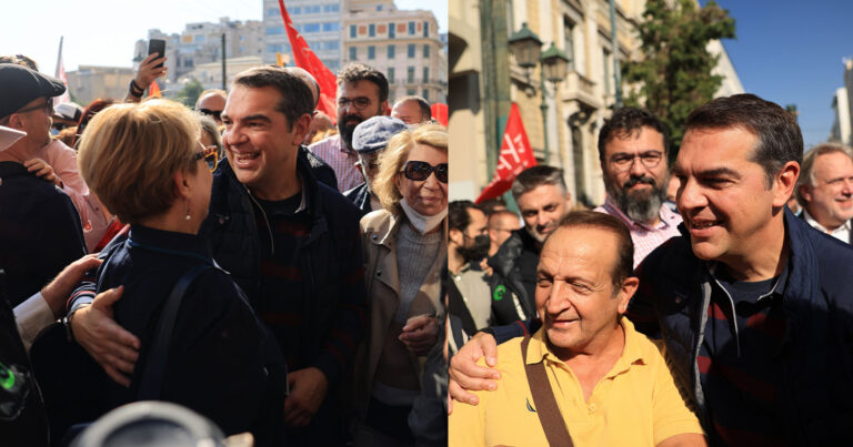 Αποθεώθηκε ο Αλέξης Τσίπρας στην πορεία για την απεργία
