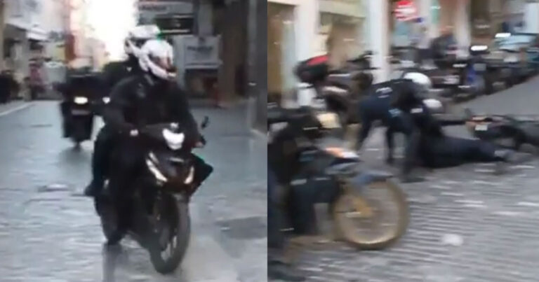 Σάλος με το βίντεο αστυνομικών που πέφτουν με μηχανάκι στο Σύνταγμα