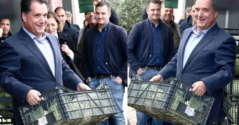 Δεν φοβάται να λερωθεί: O Αδωνις Γεωργιάδης κουβάλησε τελάρα στη λαϊκή   