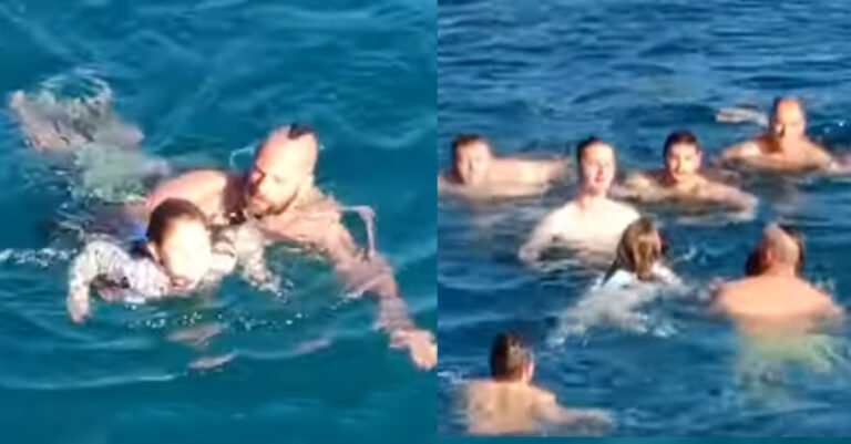 «Ατρόμητη» 5χρονη βούτηξε μαζί με τον μπαμπά της για τον Σταυρό