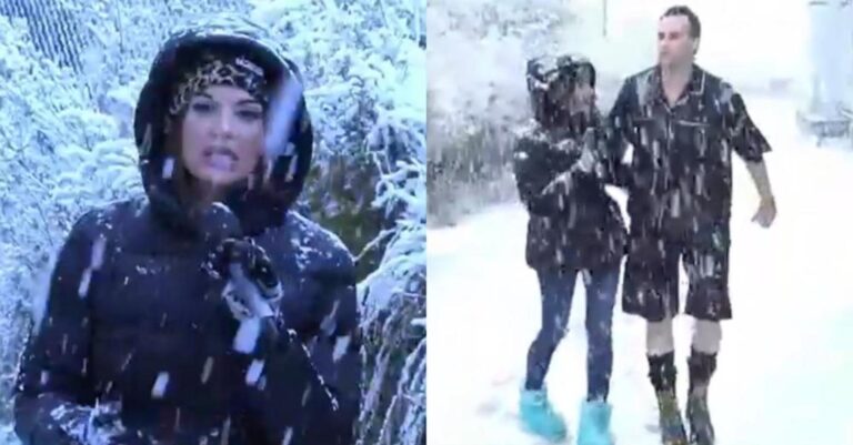 Το τερμάτισε ο Φραγκολιάς: Η Τσιμτσιλή έκανε εκπομπή στα χιόνια κι αυτός βγήκε με το κοντομάνικο