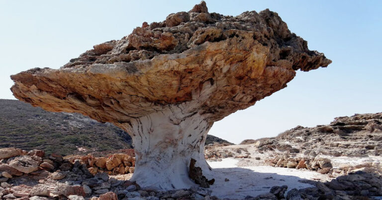 Το τεράστιο πέτρινο μανιτάρι στην Κιμωλό. Ένα σπάνιο μνημείο της ελληνικής φύσης