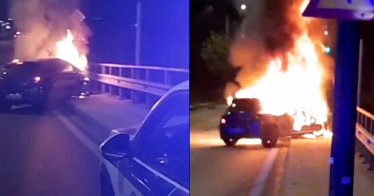 Bίντεο σοκ στην Πέτρου Ράλλη: Αστυνομικοί απεγκλώβισαν λιπόθυμο οδηγό από φλεγόμενο όχημα